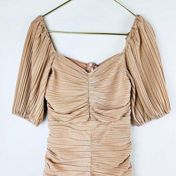 Lulus Women’s sz S Ruche Hour Blush Pink and Silver Ruched Bodycon Dress - Picture 6 of 10